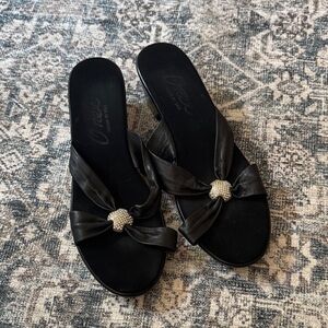 Onex Black Sandals with Gold Accent